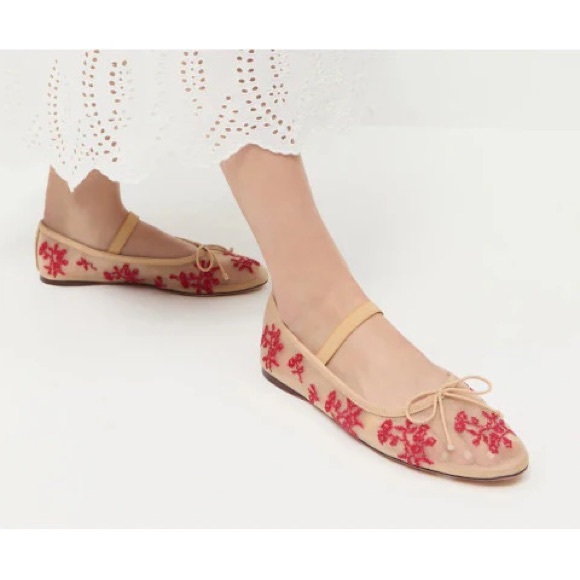 Loeffler Randall Shoes - L oeffler randall red embroidery mesh ballet flats size 7